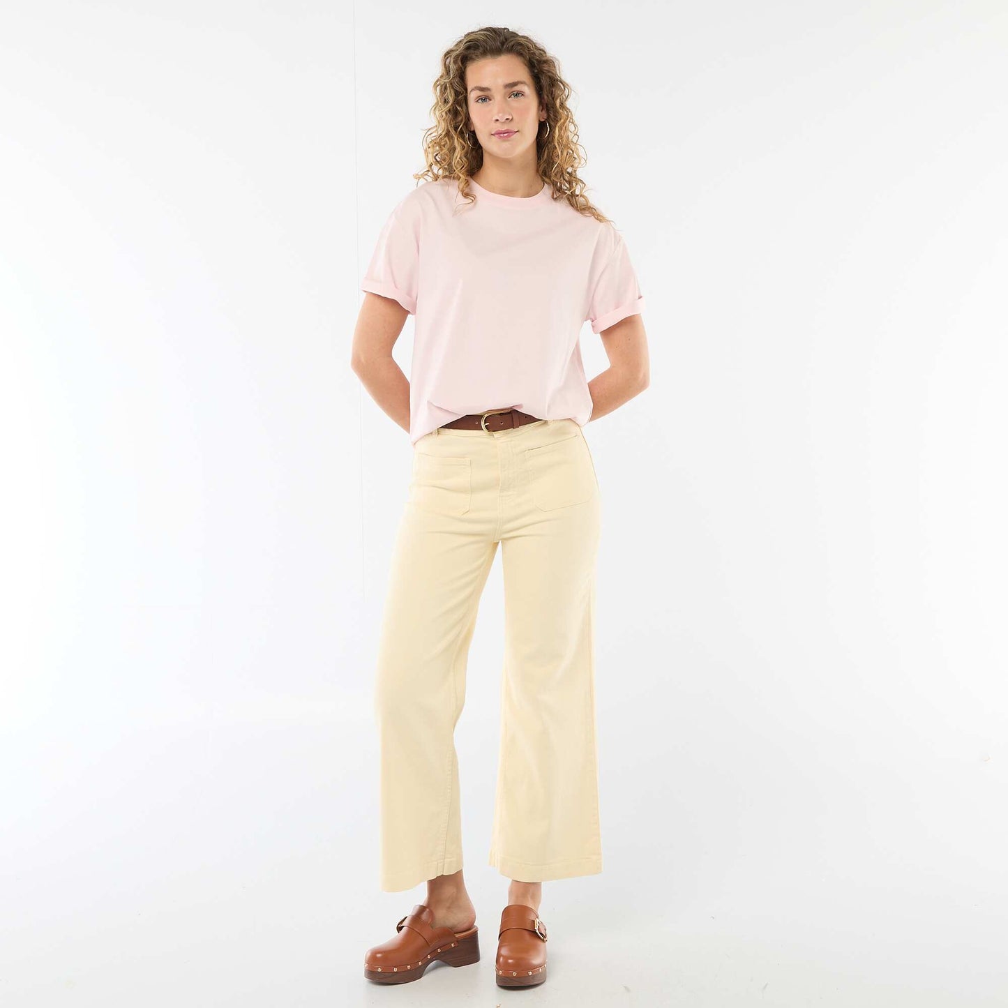 Pantalón wide leg colorido AMARILLO