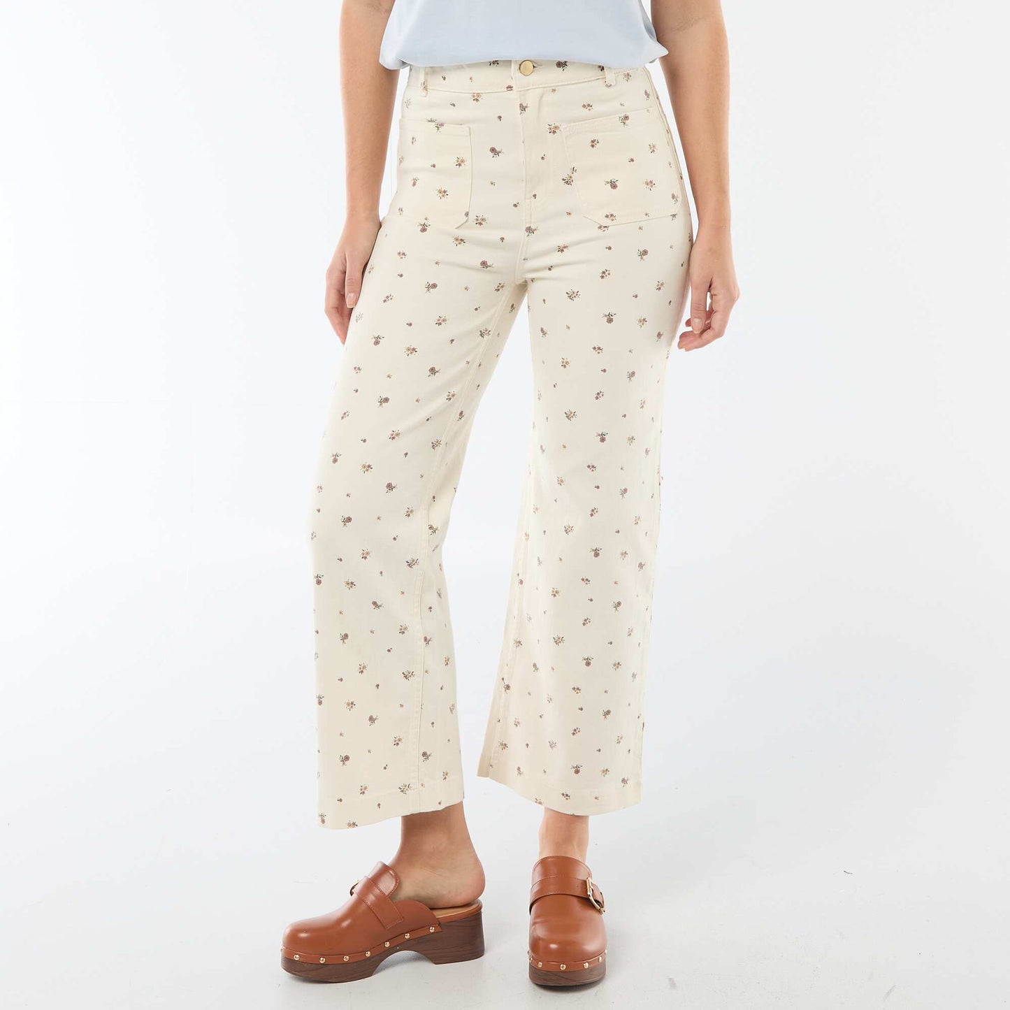 Pantalón wide leg de color BLANCO