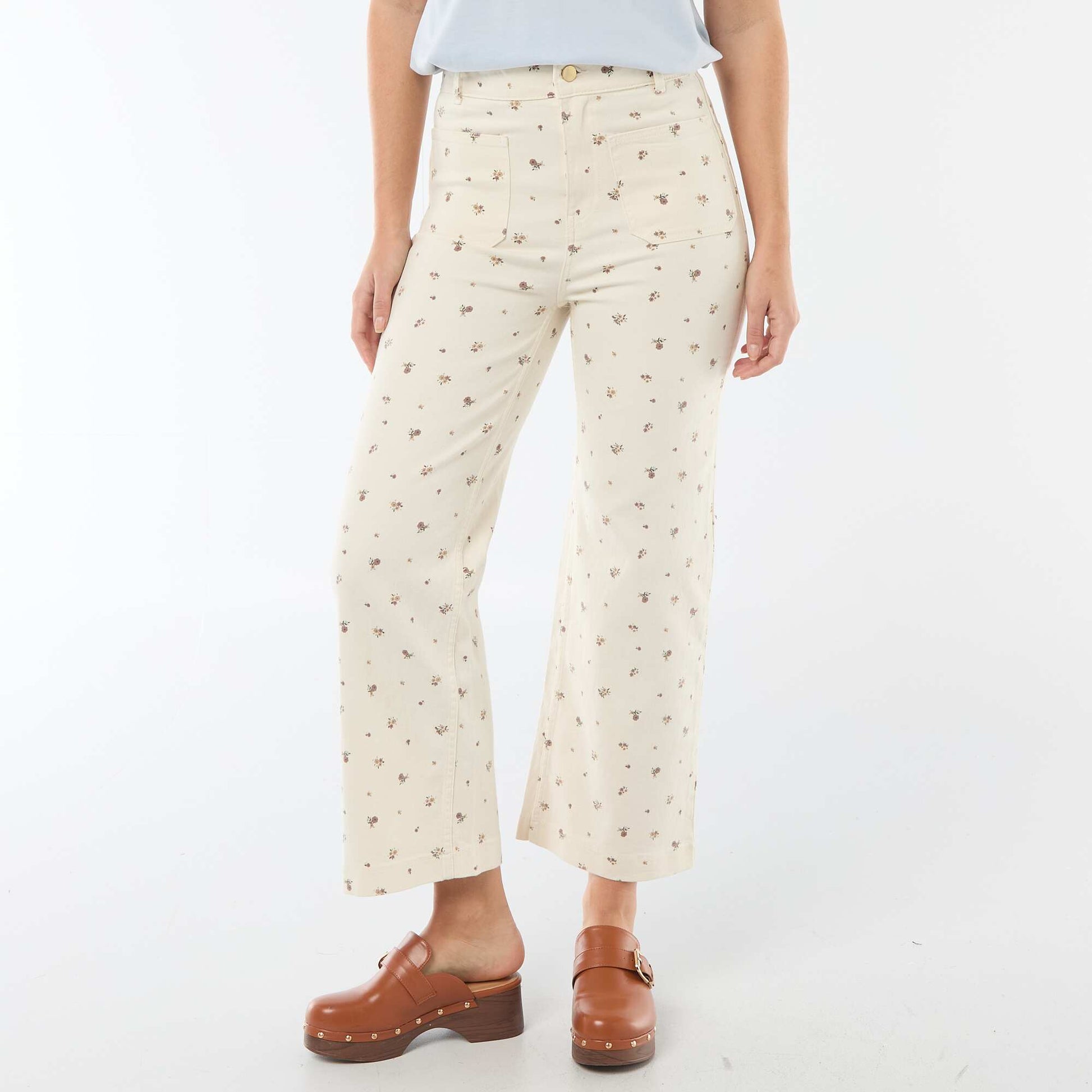 Pantalón wide leg de color BLANCO