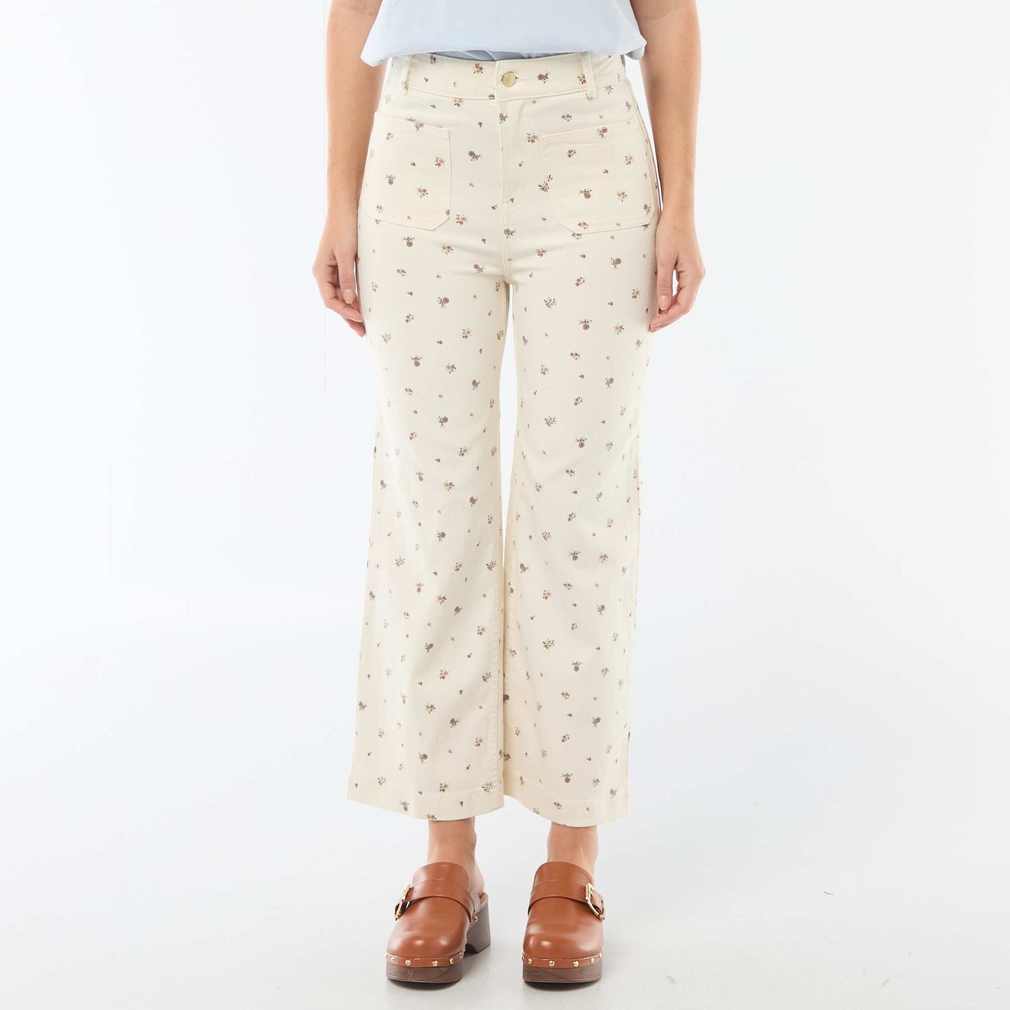 Pantalón wide leg de color BLANCO