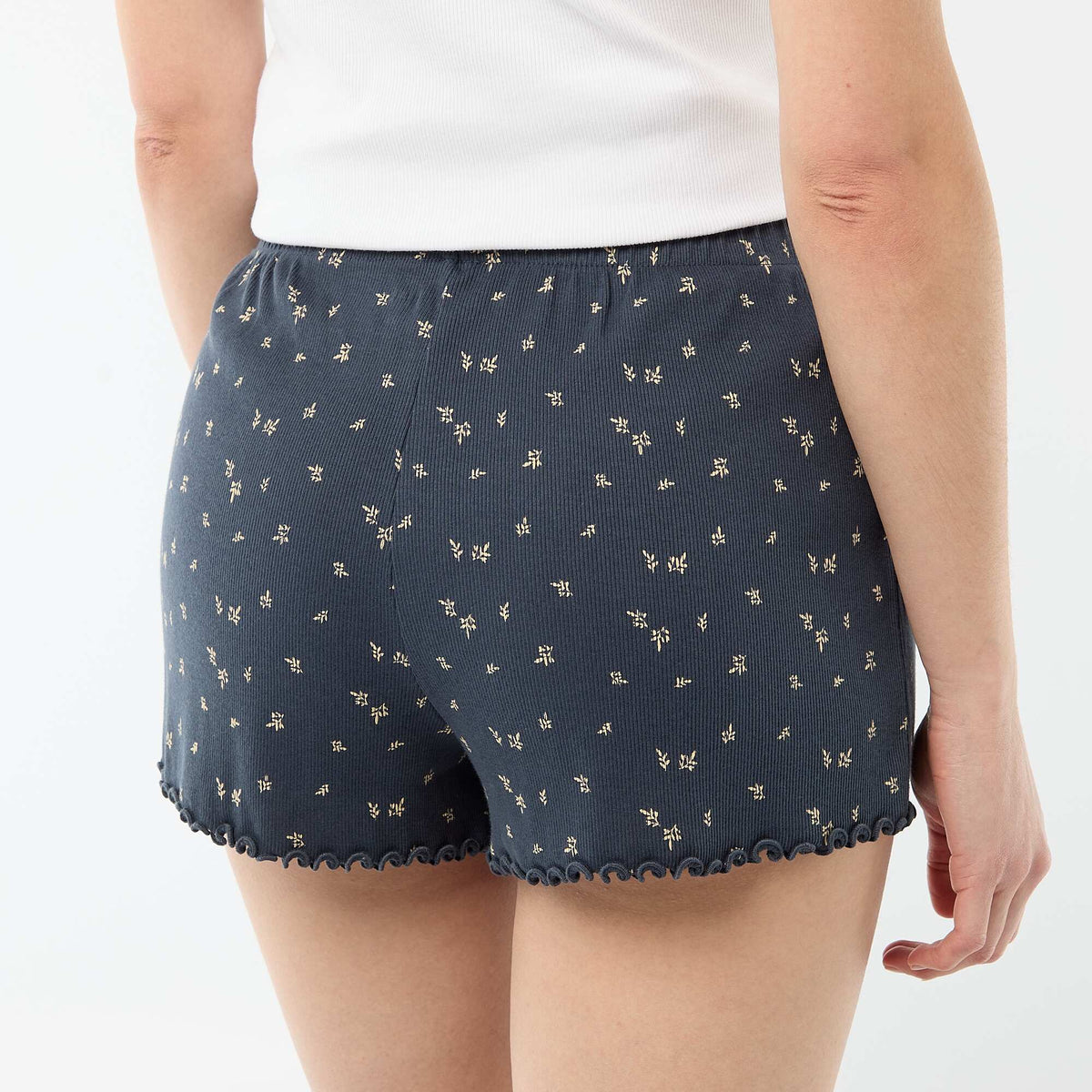 Pantalón corto de pijama 'flores' all-over en algodón AZUL