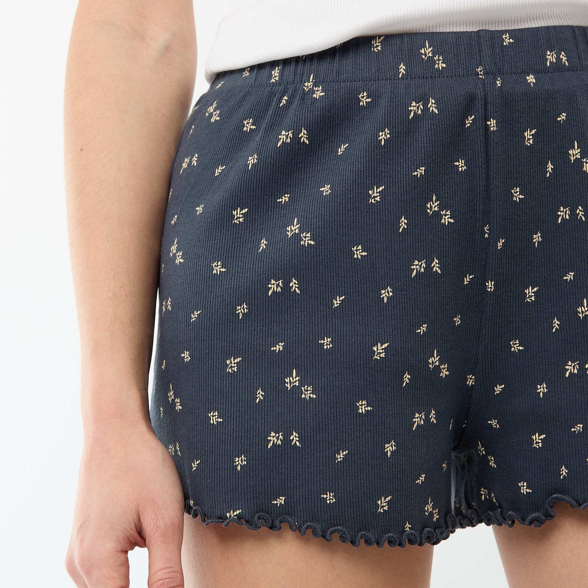 Pantalón corto de pijama 'flores' all-over en algodón AZUL
