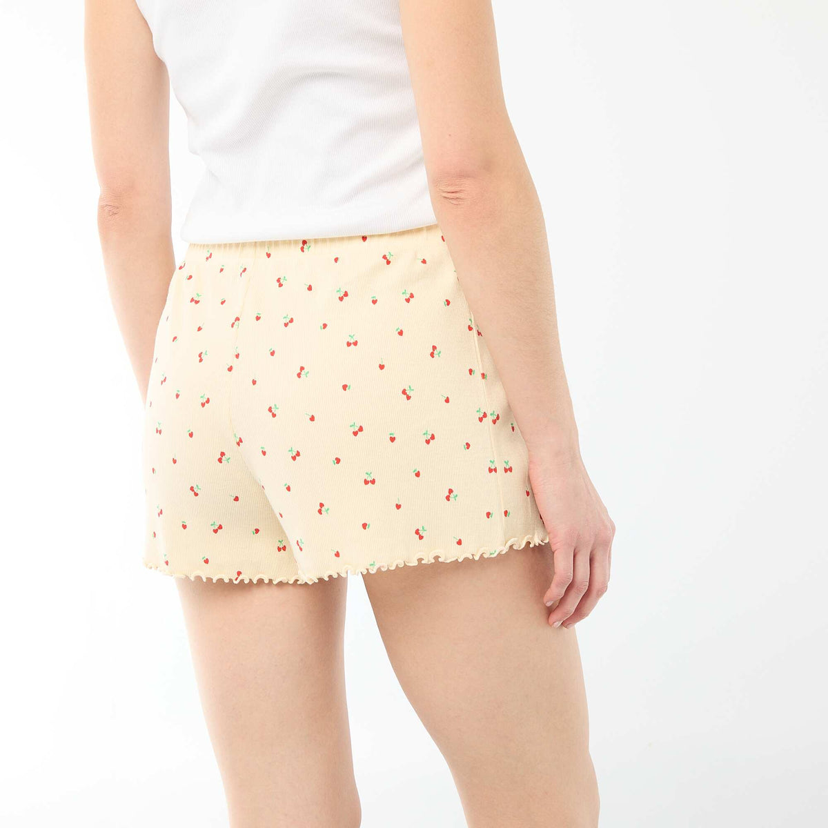 Pantalón corto de pijama 'cereza' all-over en algodón AMARILLO