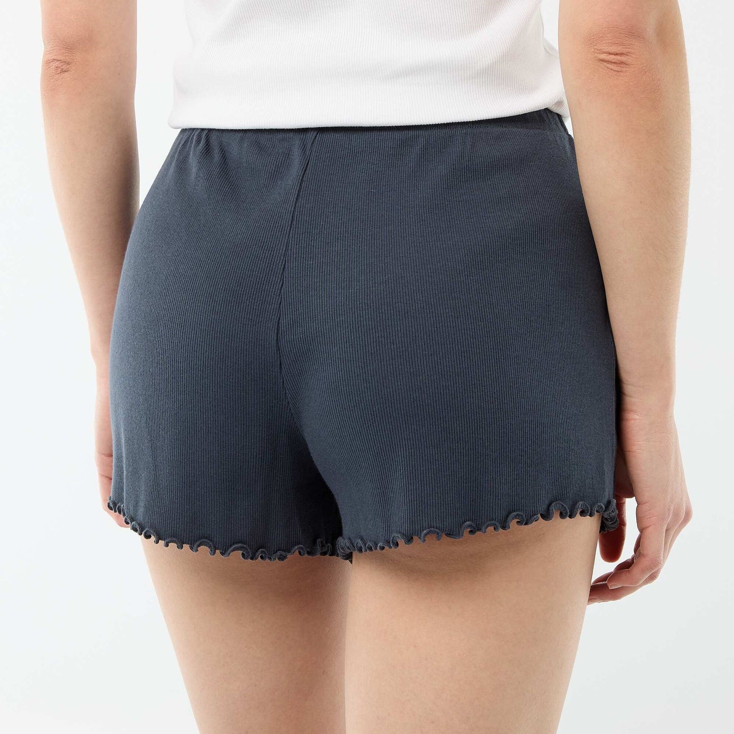 Pantalón corto de pijama en algodón liso AZUL