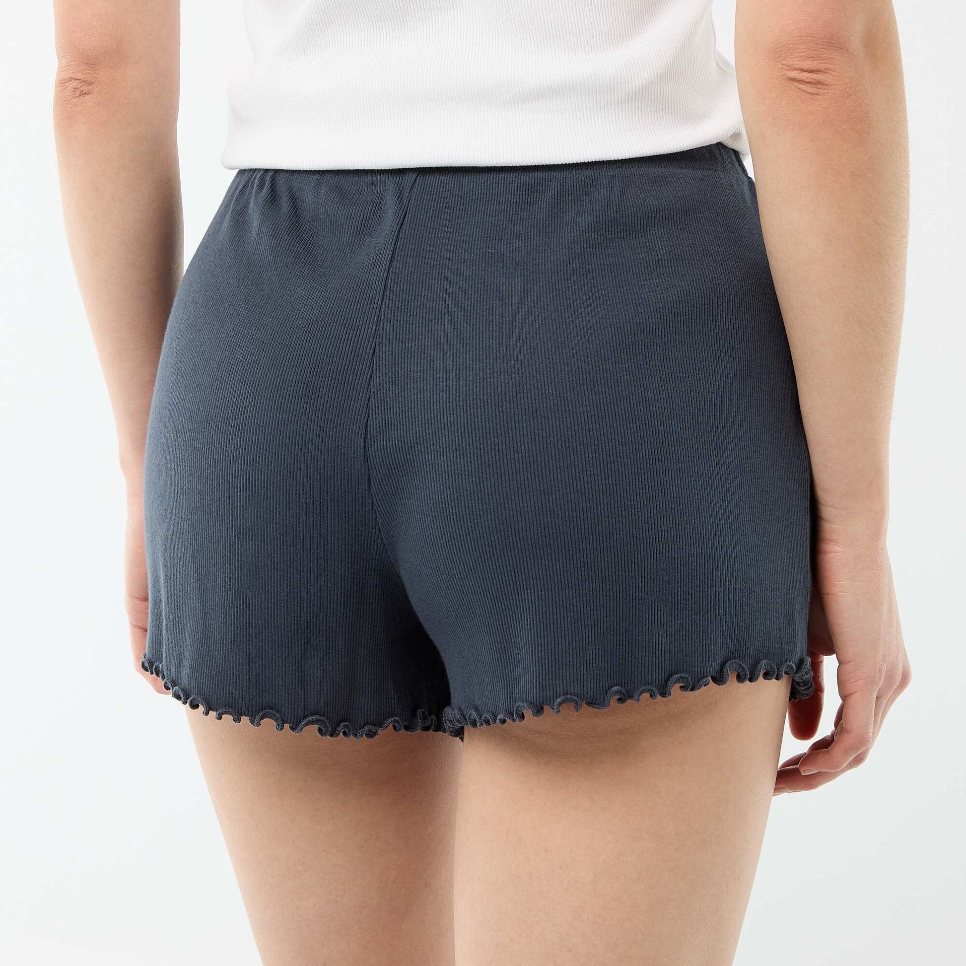 Pantalón corto de pijama en algodón liso AZUL