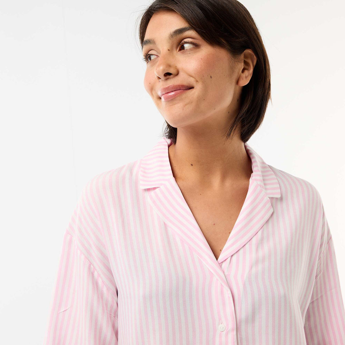 Conjunto de pijama a rayas camiseta + pantalón corto ROSA