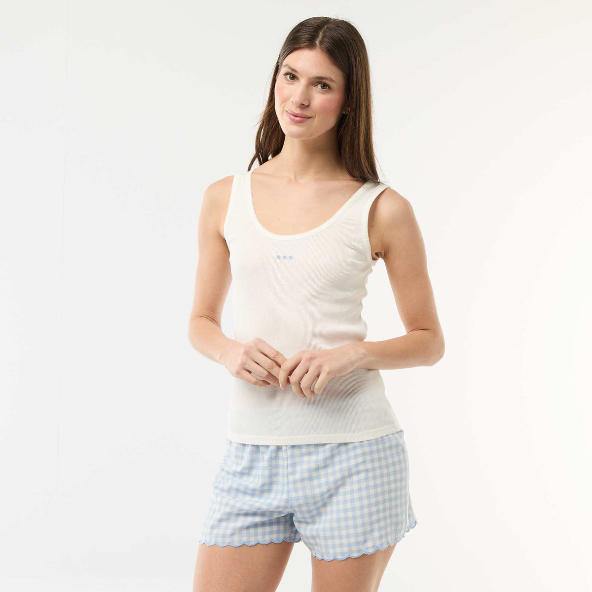 Conjunto de pijama corto vichy - 2 piezas AZUL