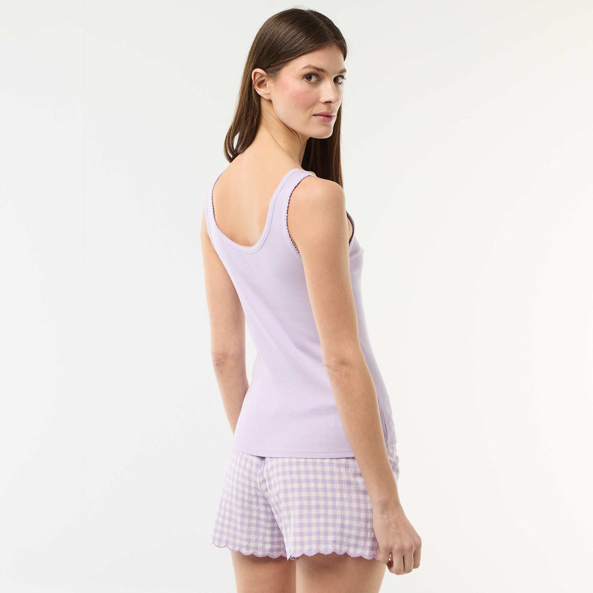 Conjunto de pijama corto vichy - 2 piezas PURPURA