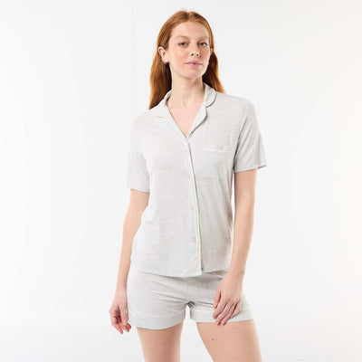 Pijama corto de viscosa jaspeada - 2 piezas GRIS