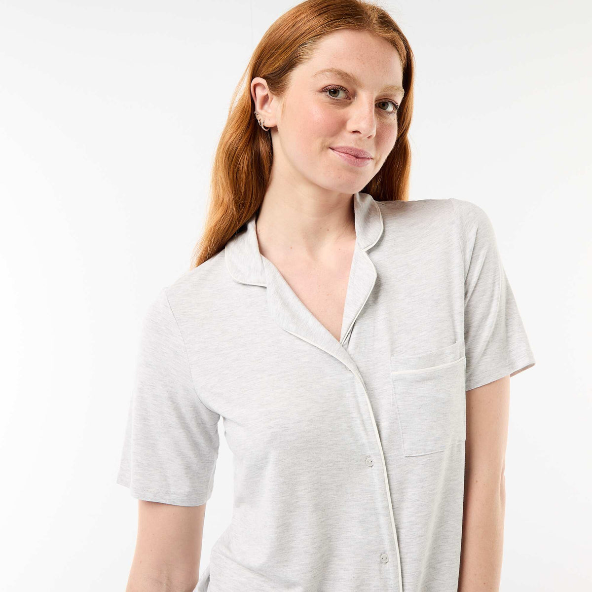 Pijama corto de viscosa jaspeada - 2 piezas GRIS