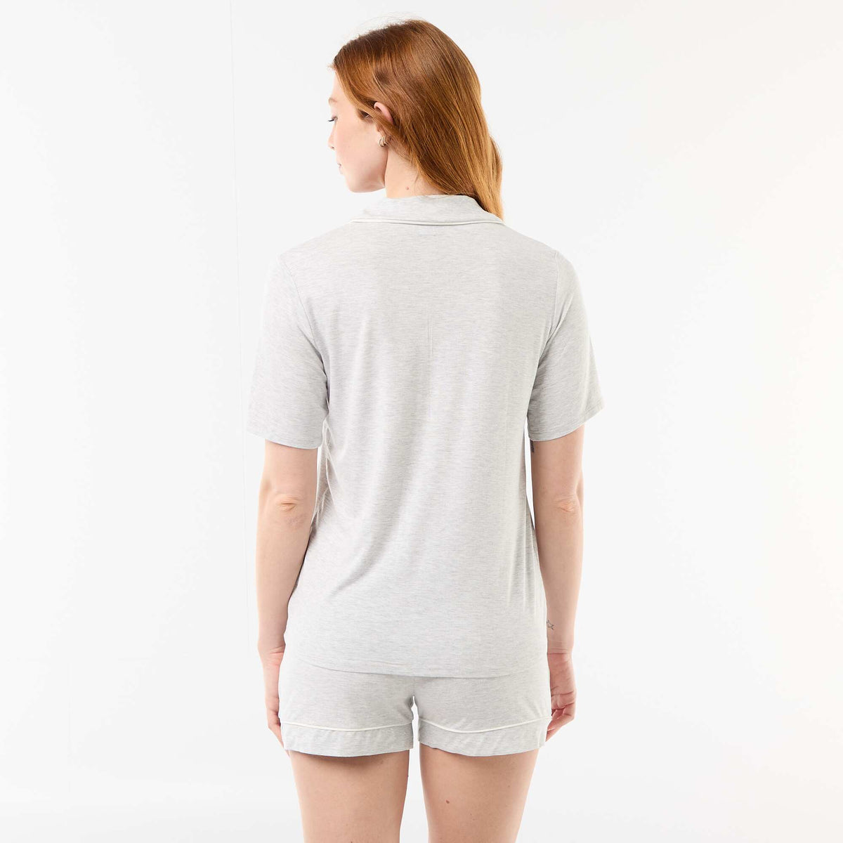 Pijama corto de viscosa jaspeada - 2 piezas GRIS