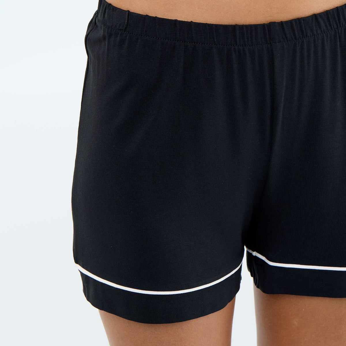 Pijama corto de viscosa jaspeada - 2 piezas NEGRO