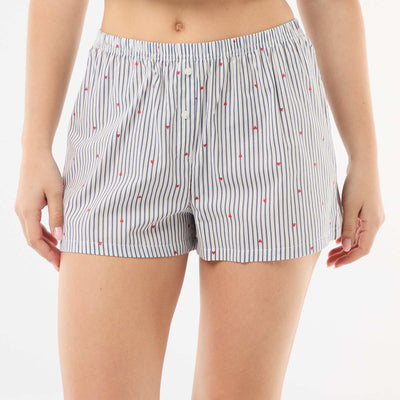 Pantalón corto de pijama elástico con rayas AZUL