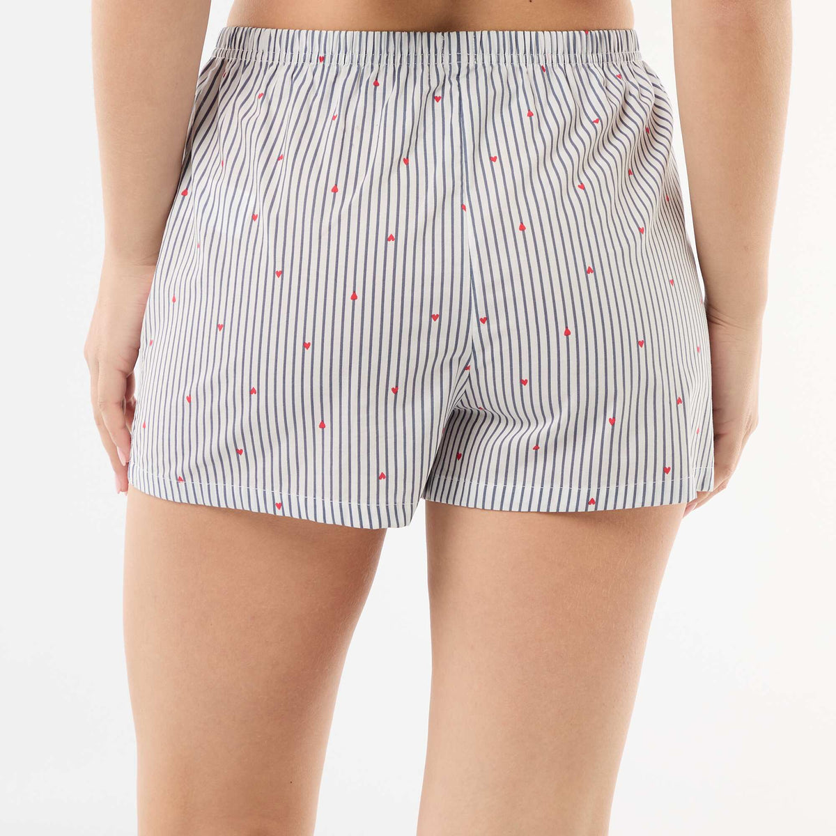 Pantalón corto de pijama elástico con rayas AZUL