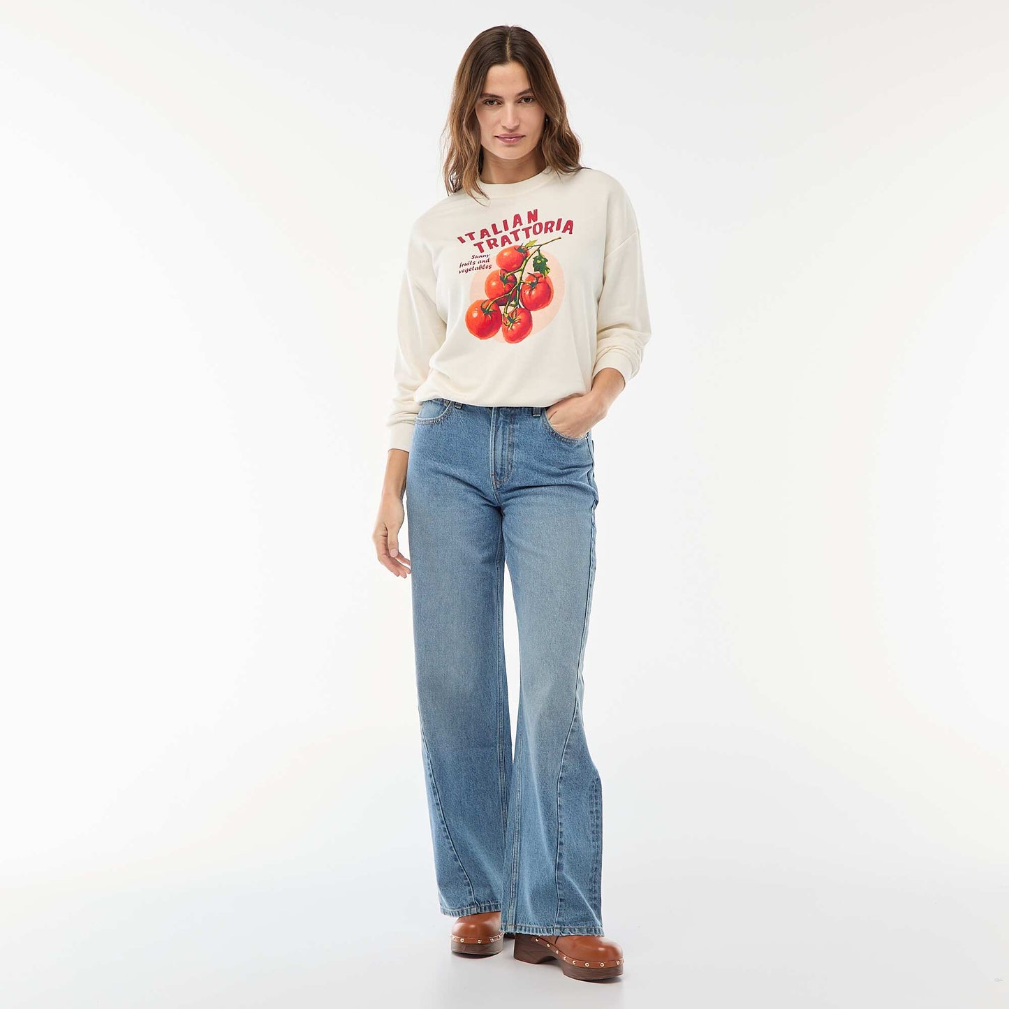 Buzo de felpa ligera con estampado BLANCO