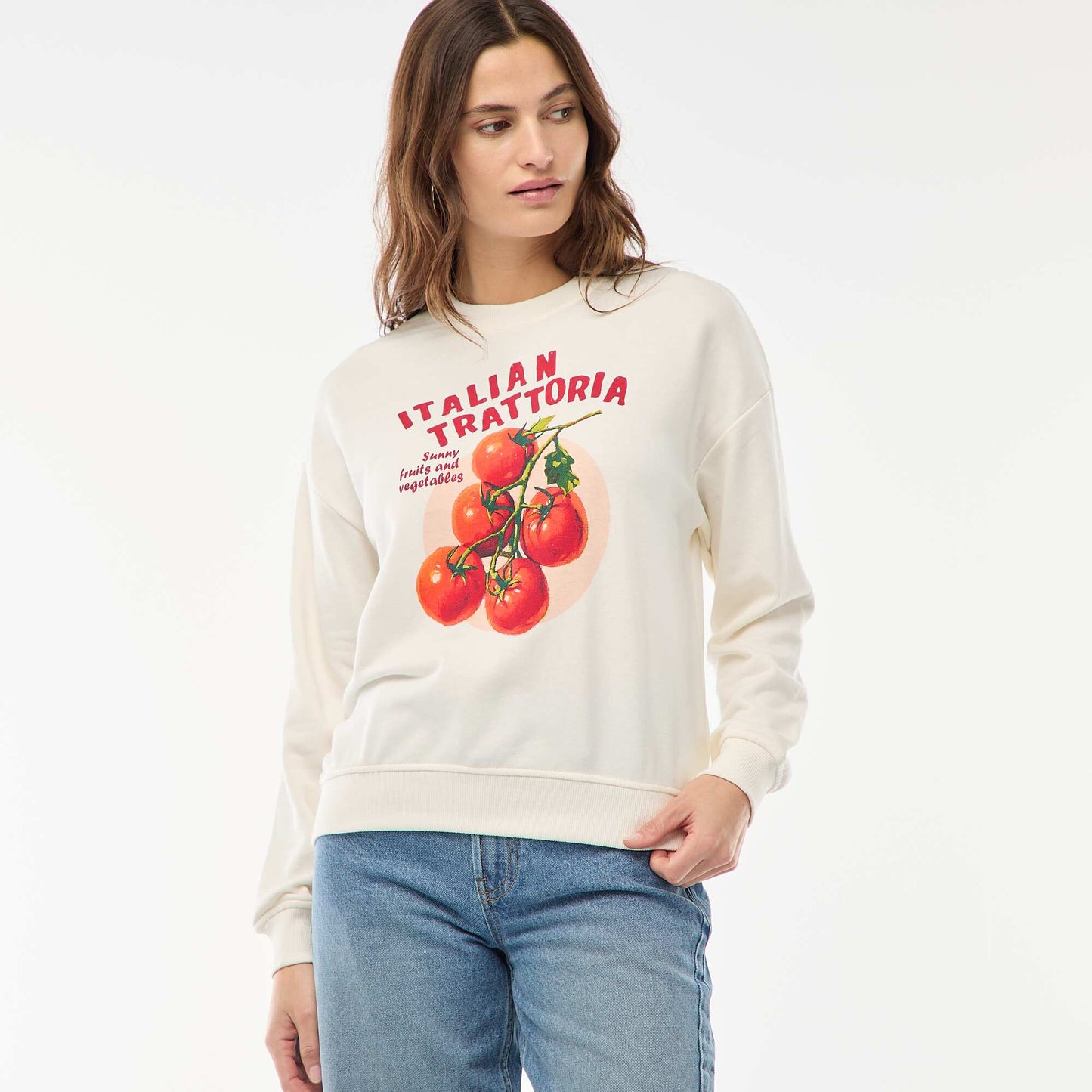 Buzo de felpa ligera con estampado BLANCO