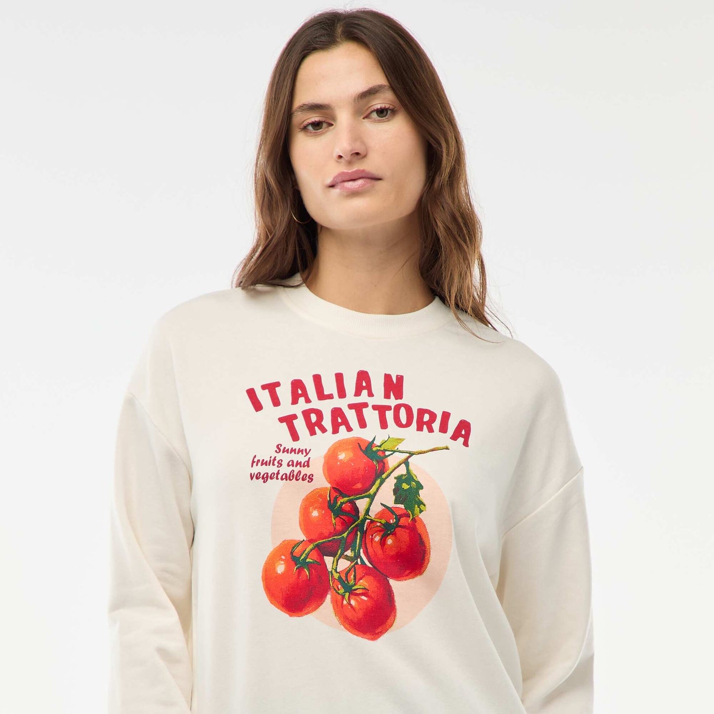 Buzo de felpa ligera con estampado BLANCO
