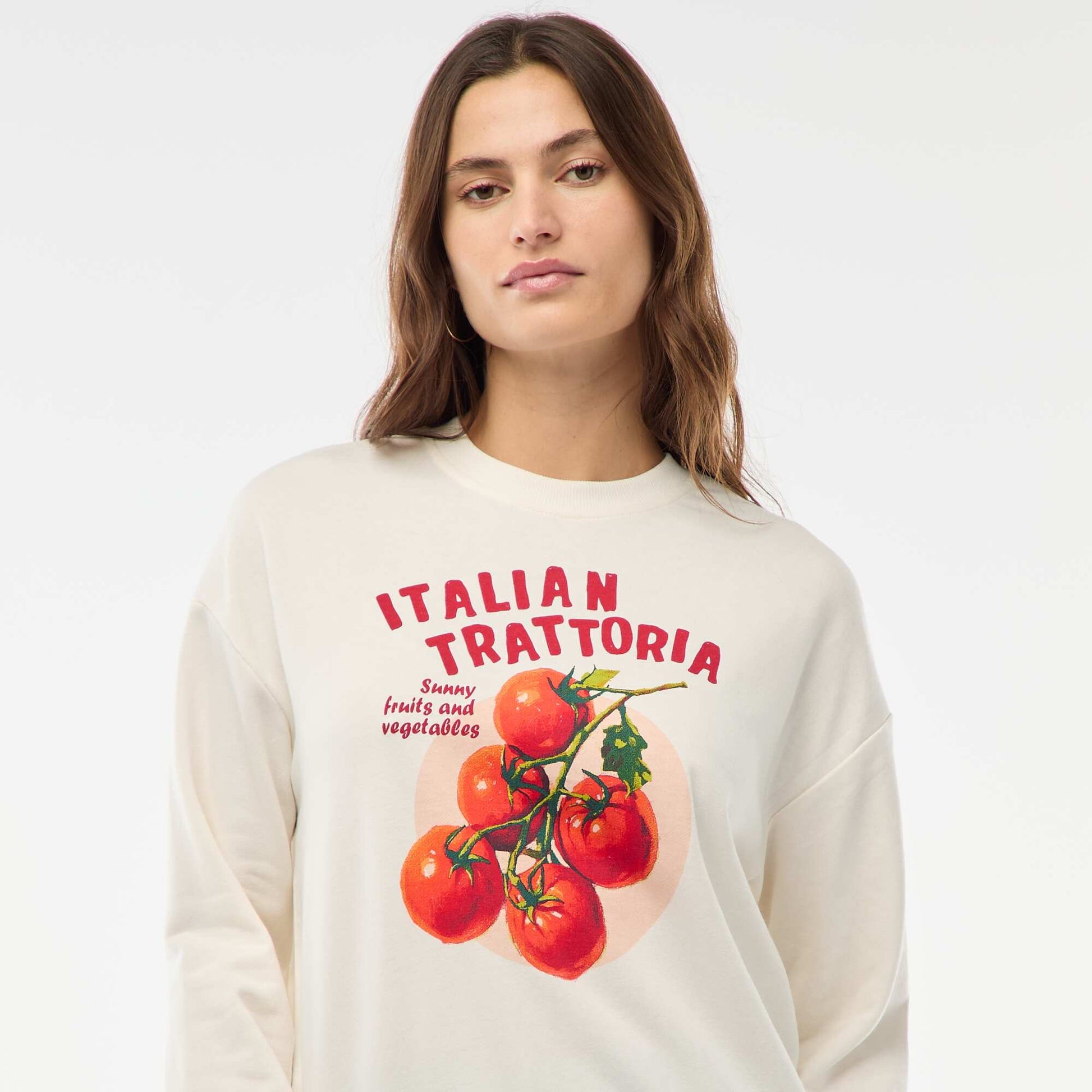 Buzo de felpa ligera con estampado BLANCO