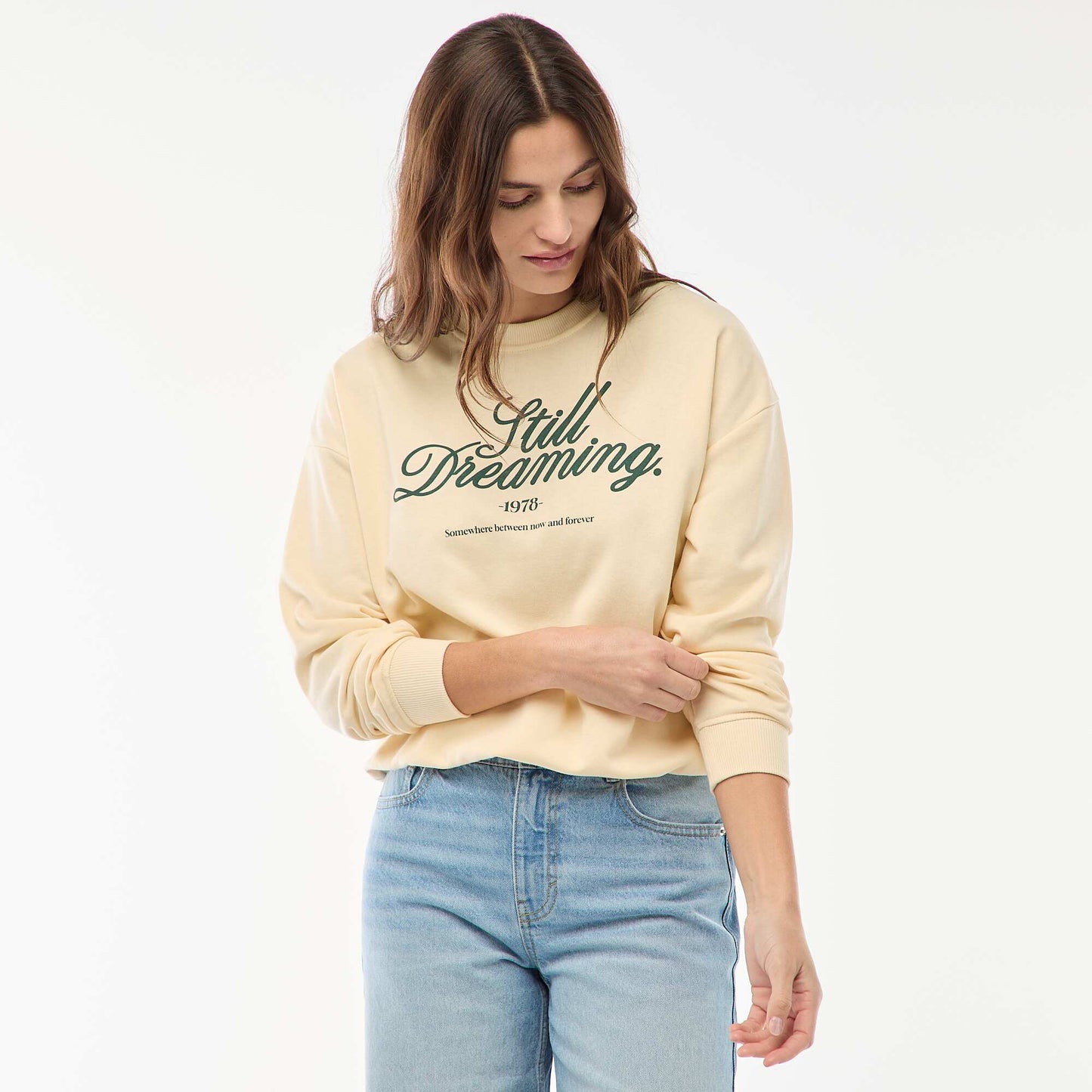 Buzo de felpa ligera con estampado BLANCO