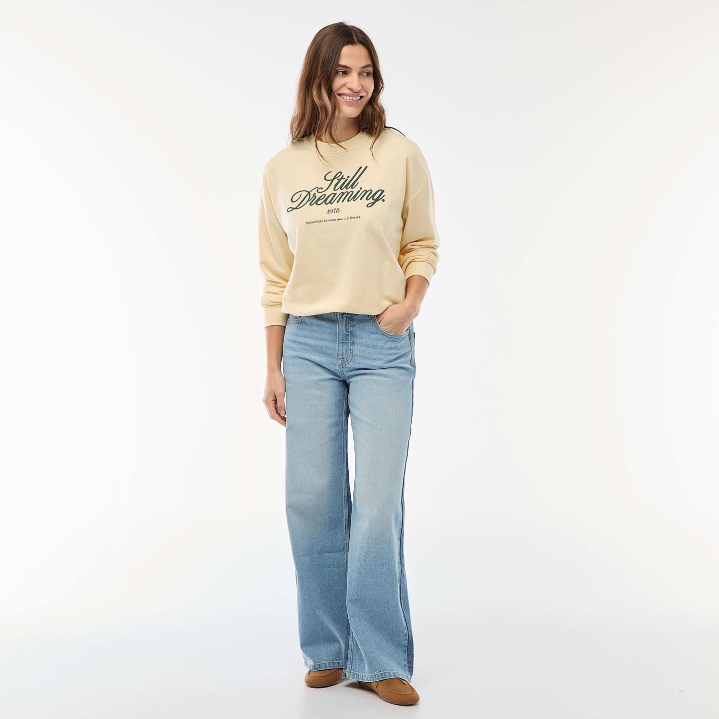 Buzo de felpa ligera con estampado BLANCO