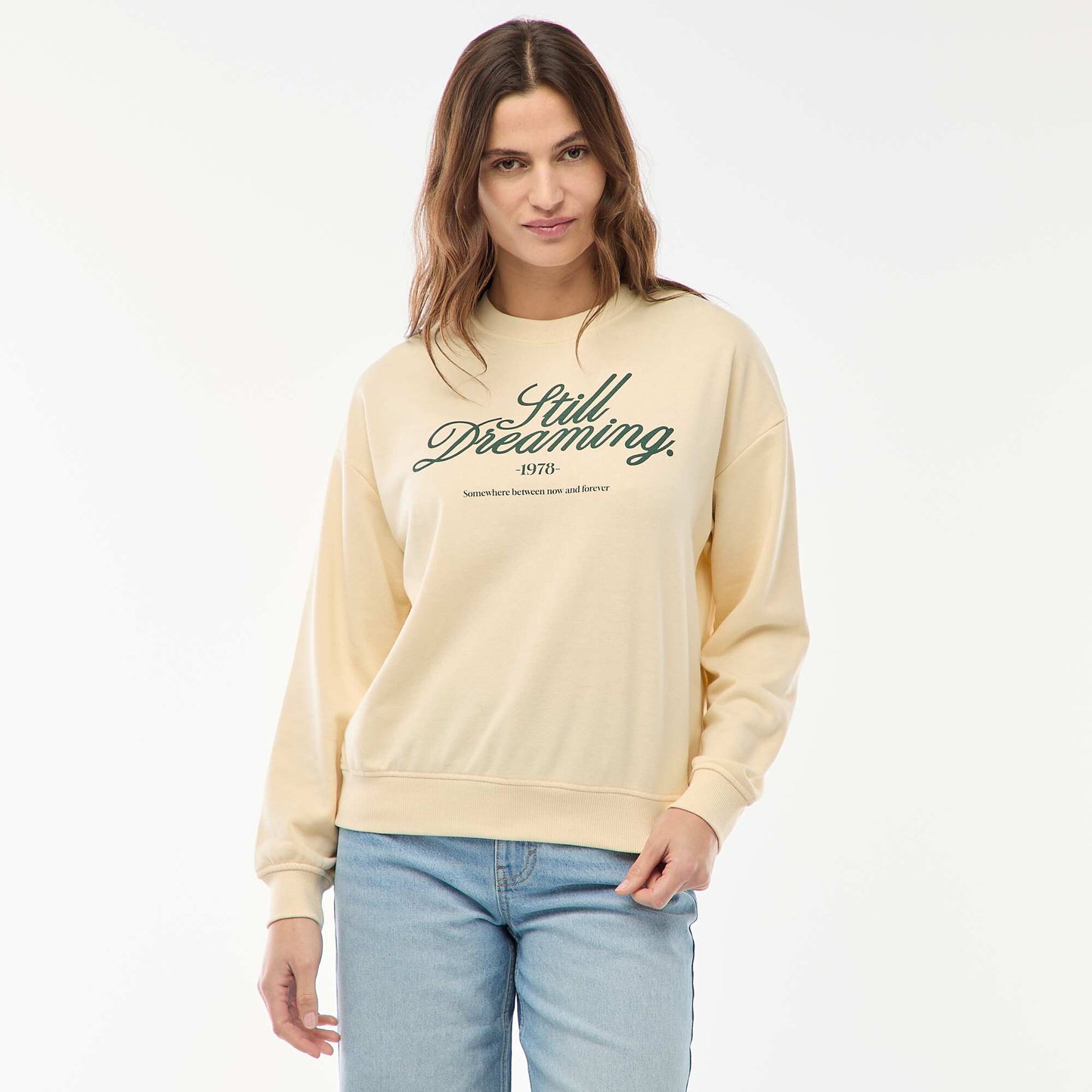 Buzo de felpa ligera con estampado BLANCO