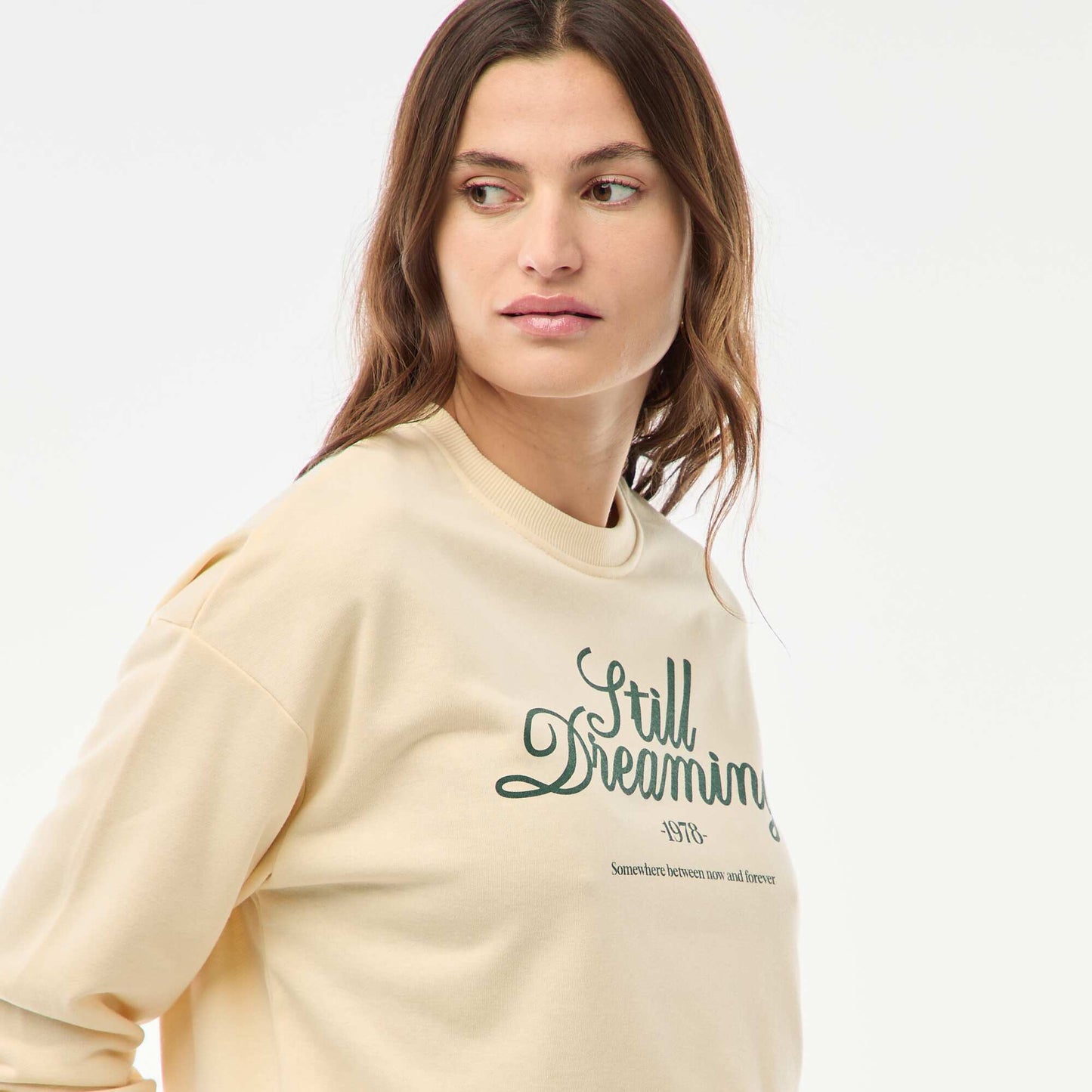 Buzo de felpa ligera con estampado BLANCO