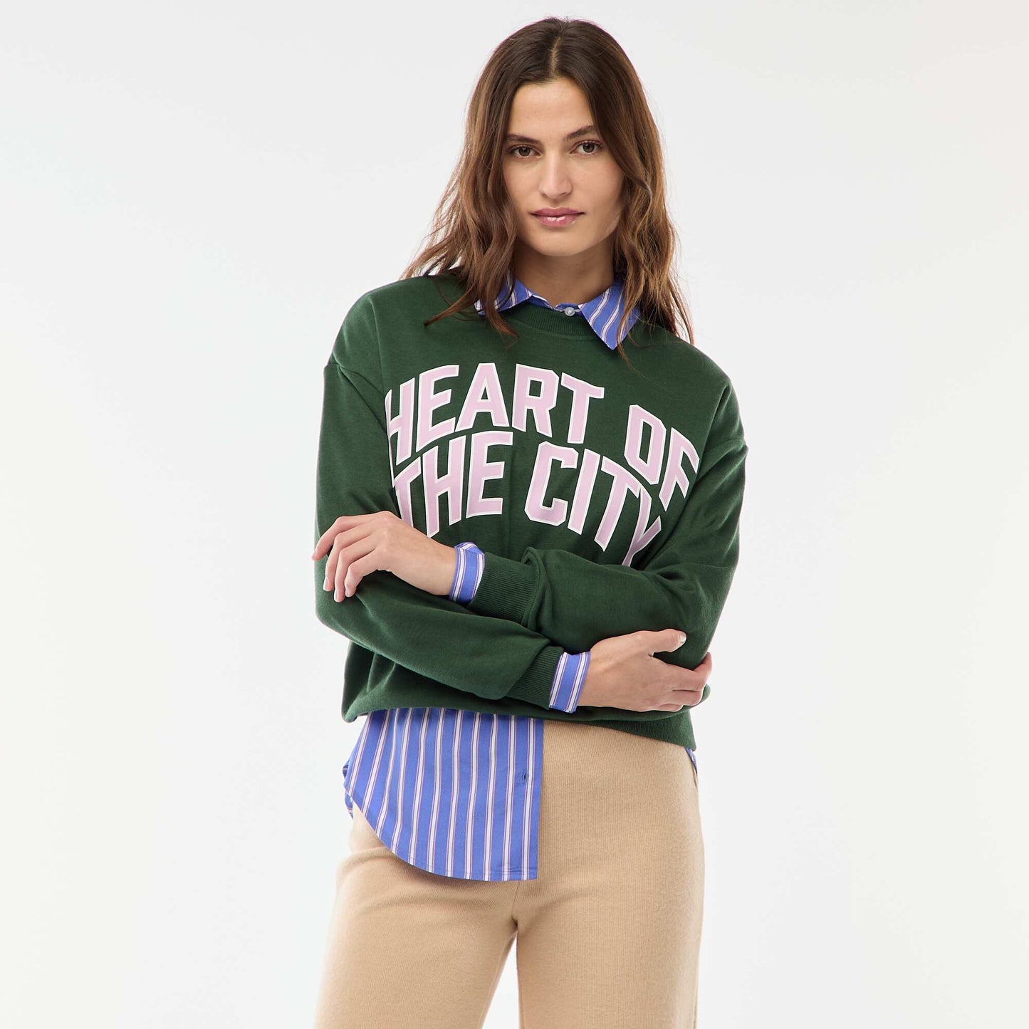 Buzo de felpa ligera con estampado VERDE
