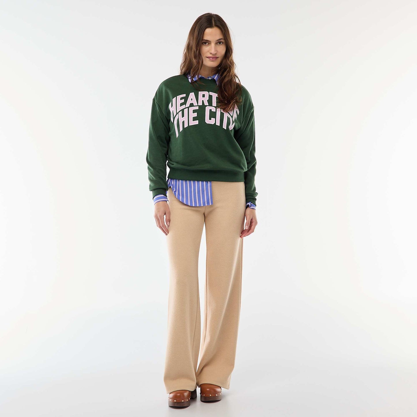 Buzo de felpa ligera con estampado VERDE