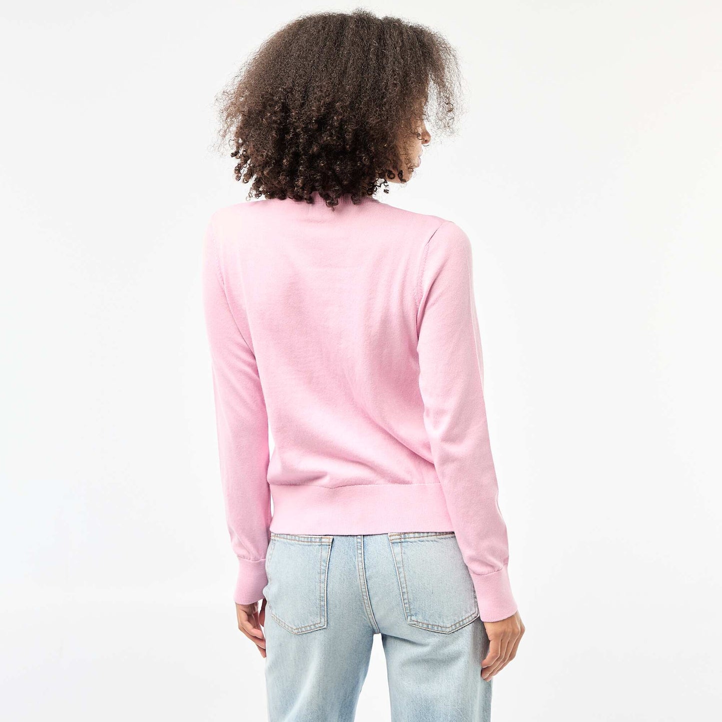 Cárdigan liso cuello redondo ROSA