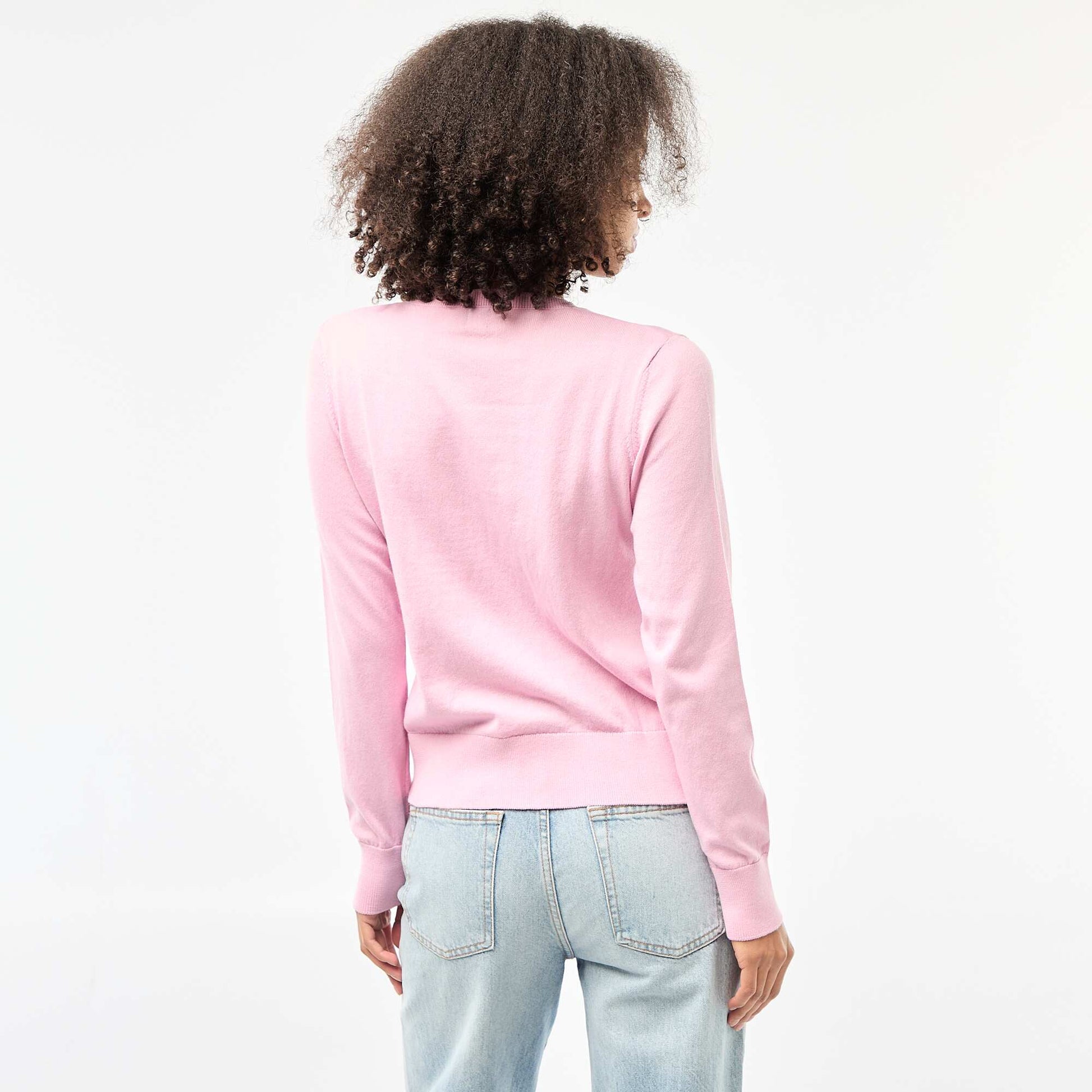 Cárdigan liso cuello redondo ROSA