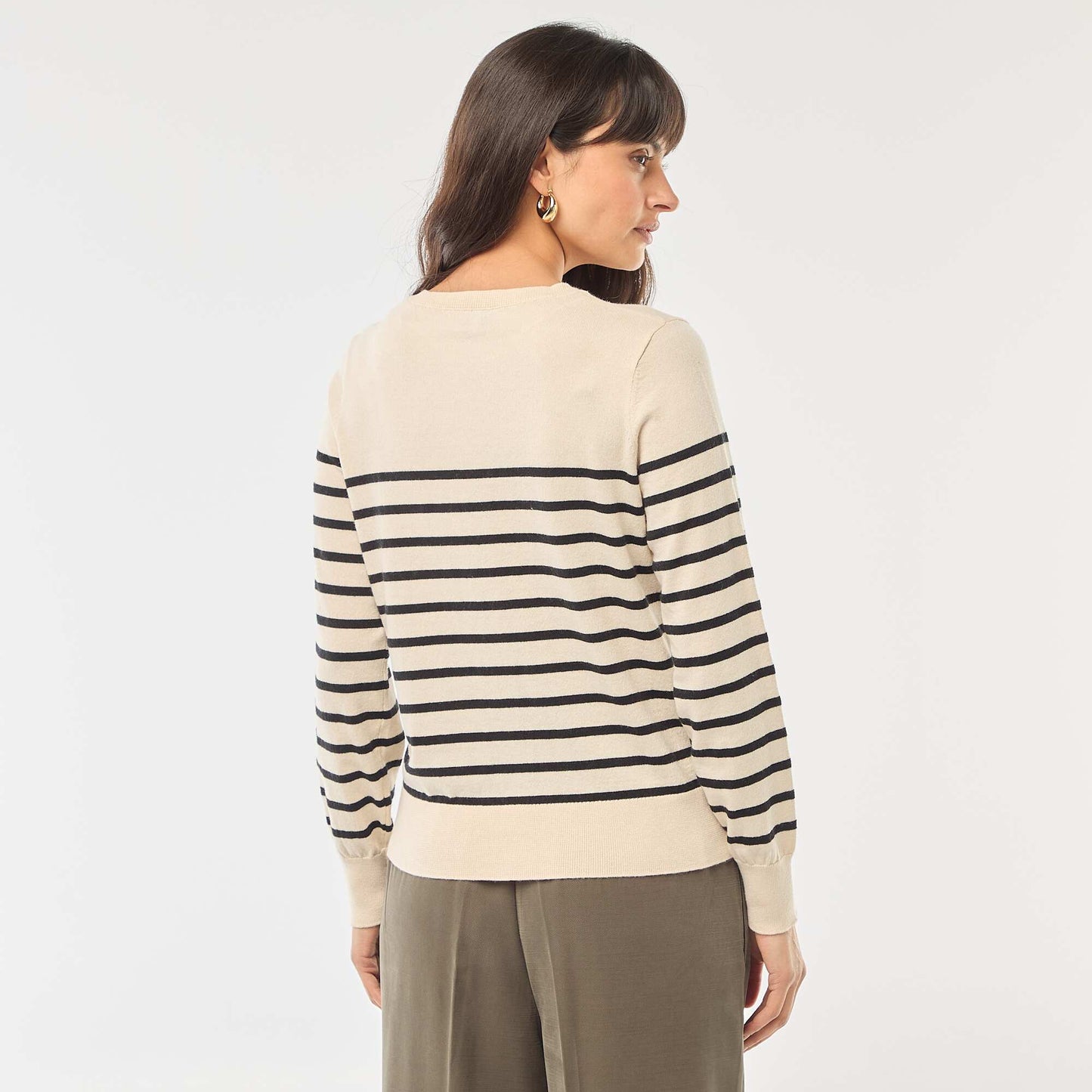 Cárdigan liso con cuello redondo BEIGE