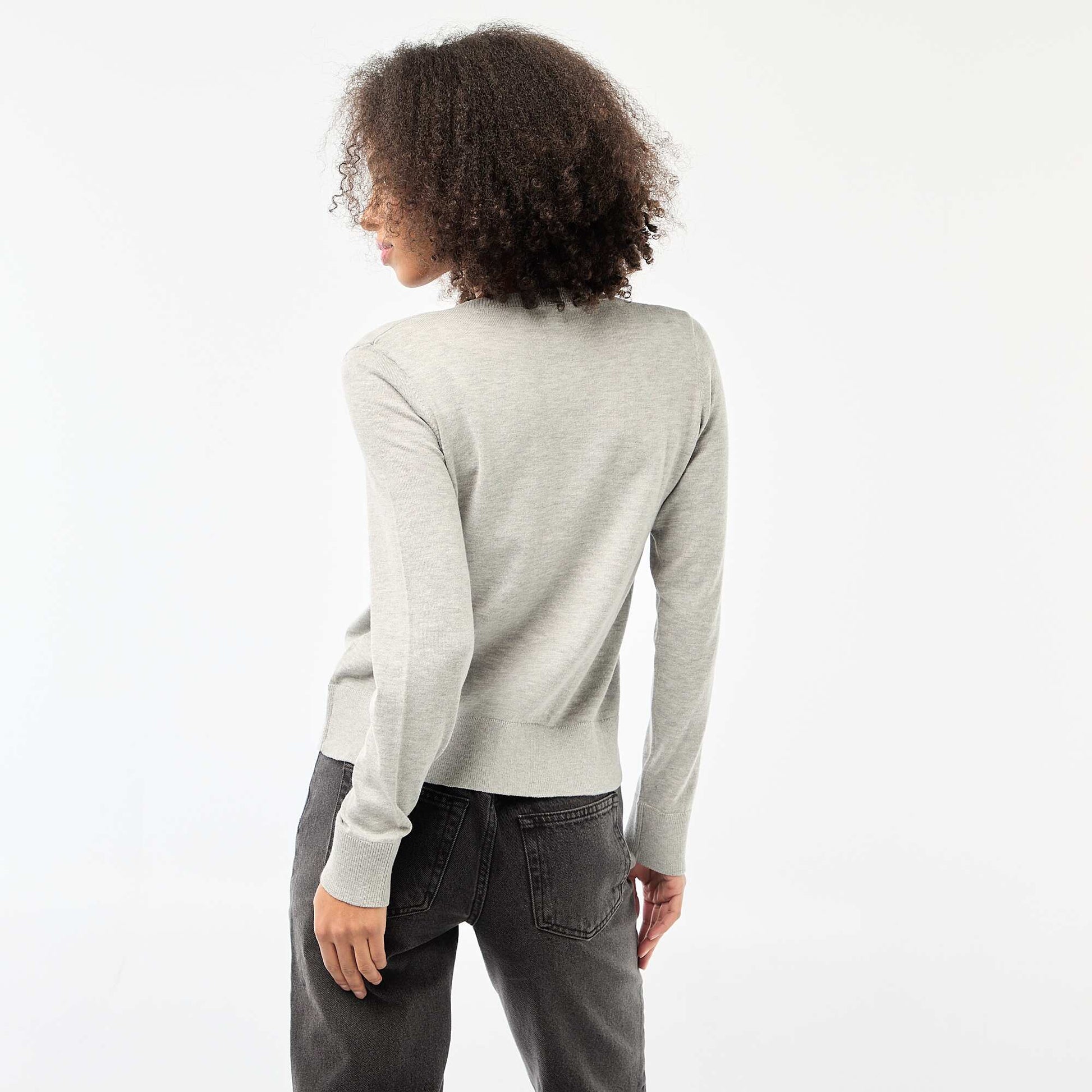 Cárdigan liso cuello redondo GRIS
