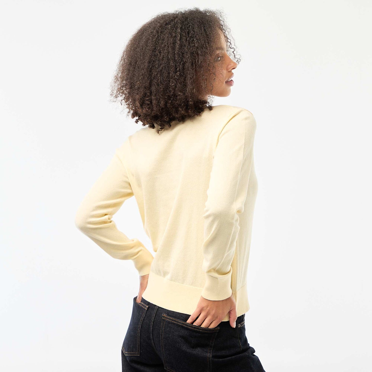 Cárdigan liso con cuello redondo AMARILLO