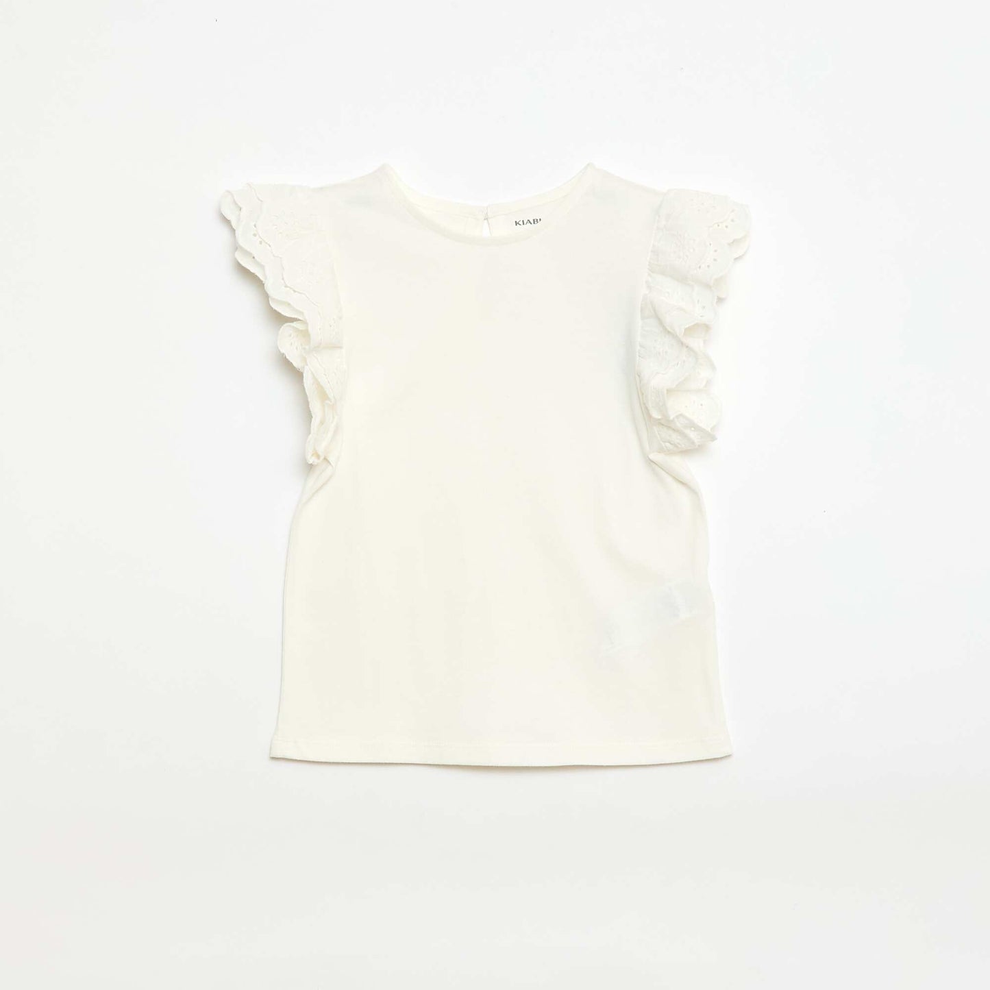 Camiseta de manga corta con bordado inglés BLANCO