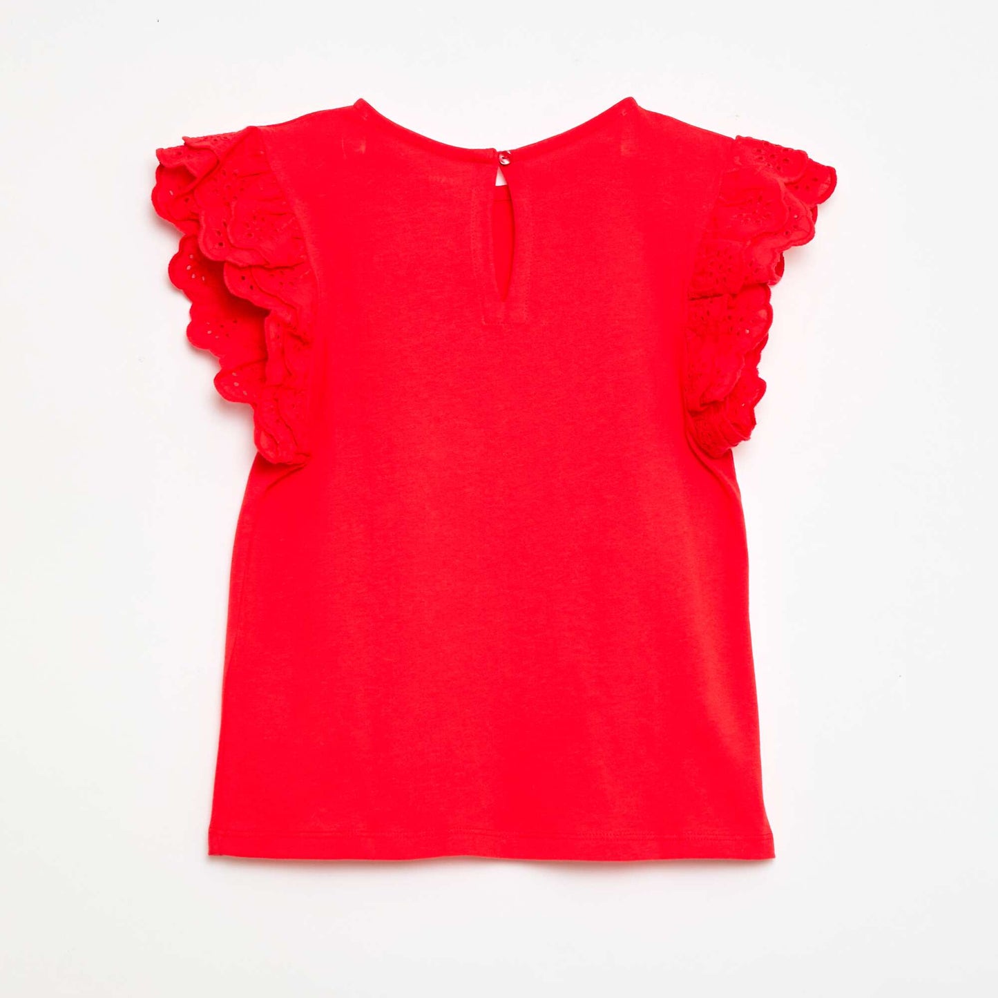 Camiseta de manga corta con bordado inglés ROJO