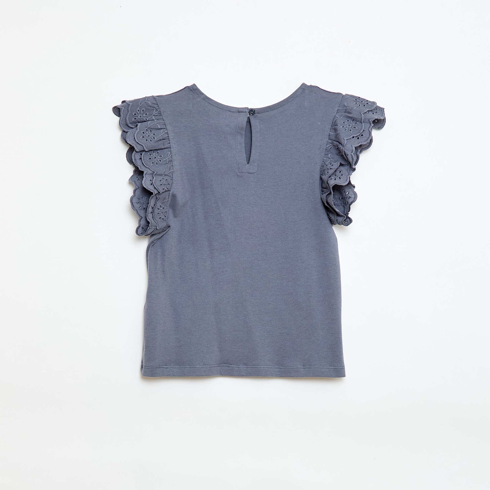Camiseta de manga corta con bordado inglés GRIS