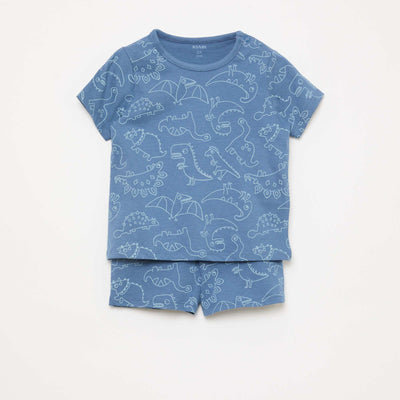 Conjunto de pijama corto camiseta + pantalón corto - 2 piezas AZUL