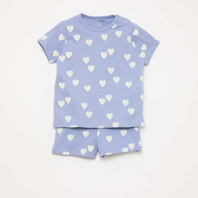 Conjunto de pijama corto camiseta + pantalón corto - 2 piezas AZUL