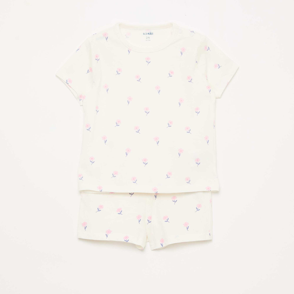 Conjunto de pijama corto camiseta + pantalón corto - 2 piezas BLANCO
