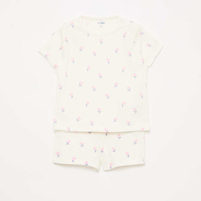 Conjunto de pijama corto camiseta + pantalón corto - 2 piezas BLANCO