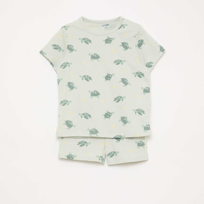 Conjunto de pijama corto camiseta + pantalón corto - 2 piezas VERDE