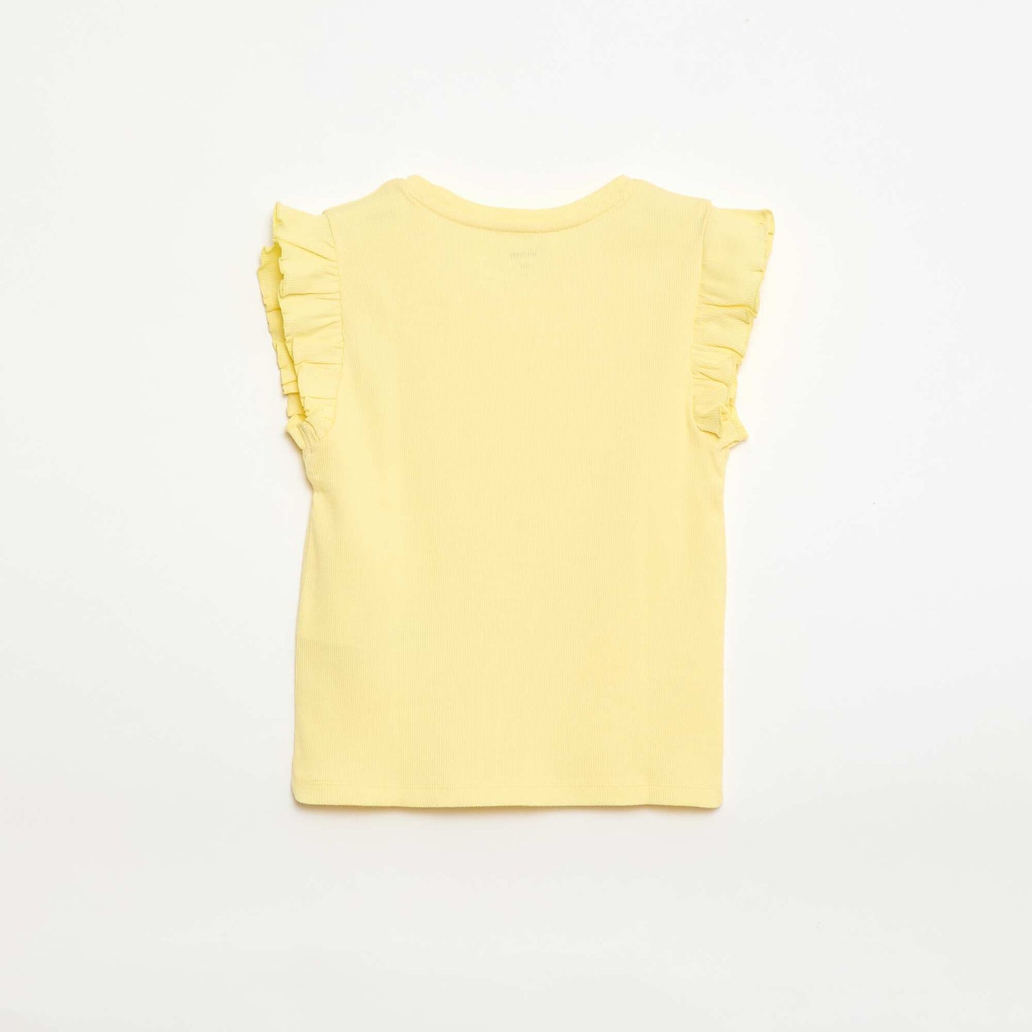 Camiseta de canalé con mangas con volantes AMARILLO