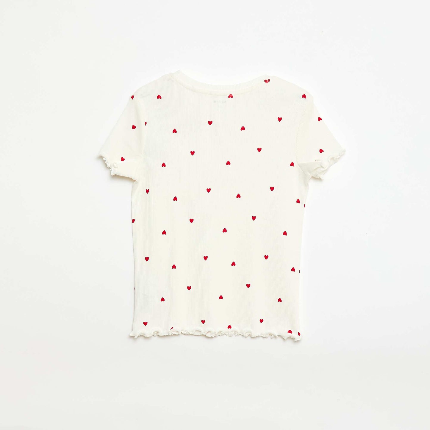 Camiseta de canalé con mangas cortas con volantes BLANCO