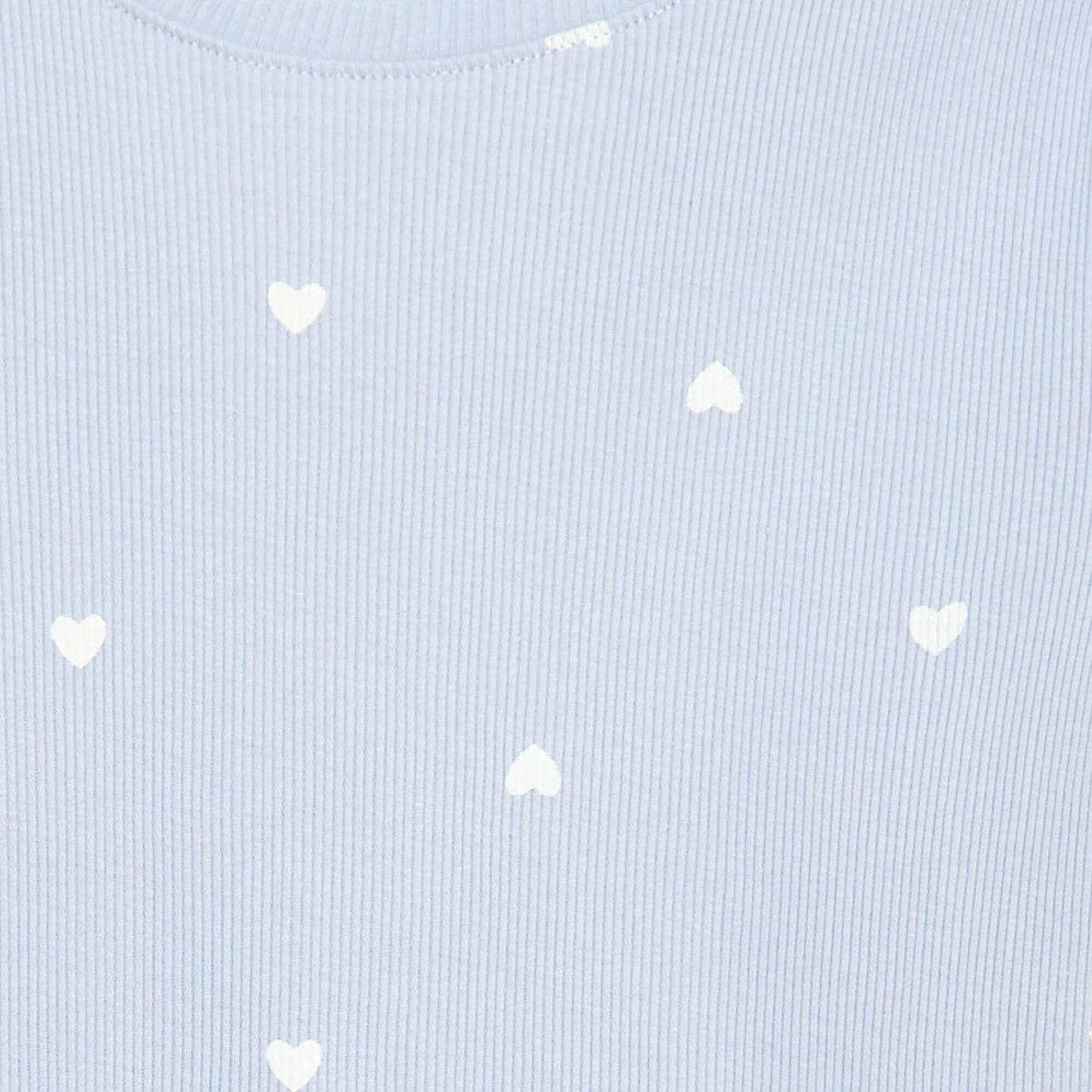Camiseta de canalé con mangas cortas con volantes AZUL