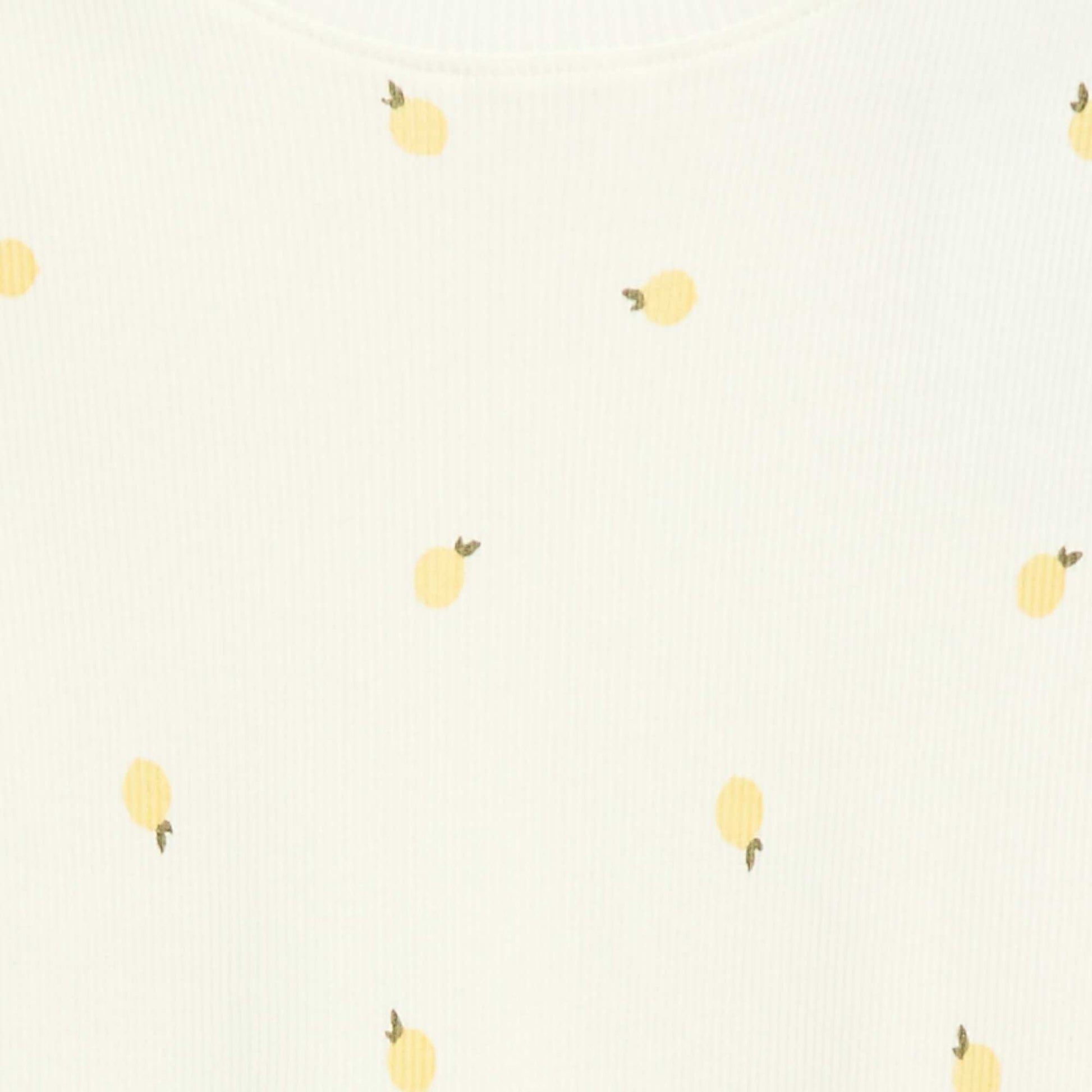 Camiseta de canalé con mangas cortas con volantes BLANCO