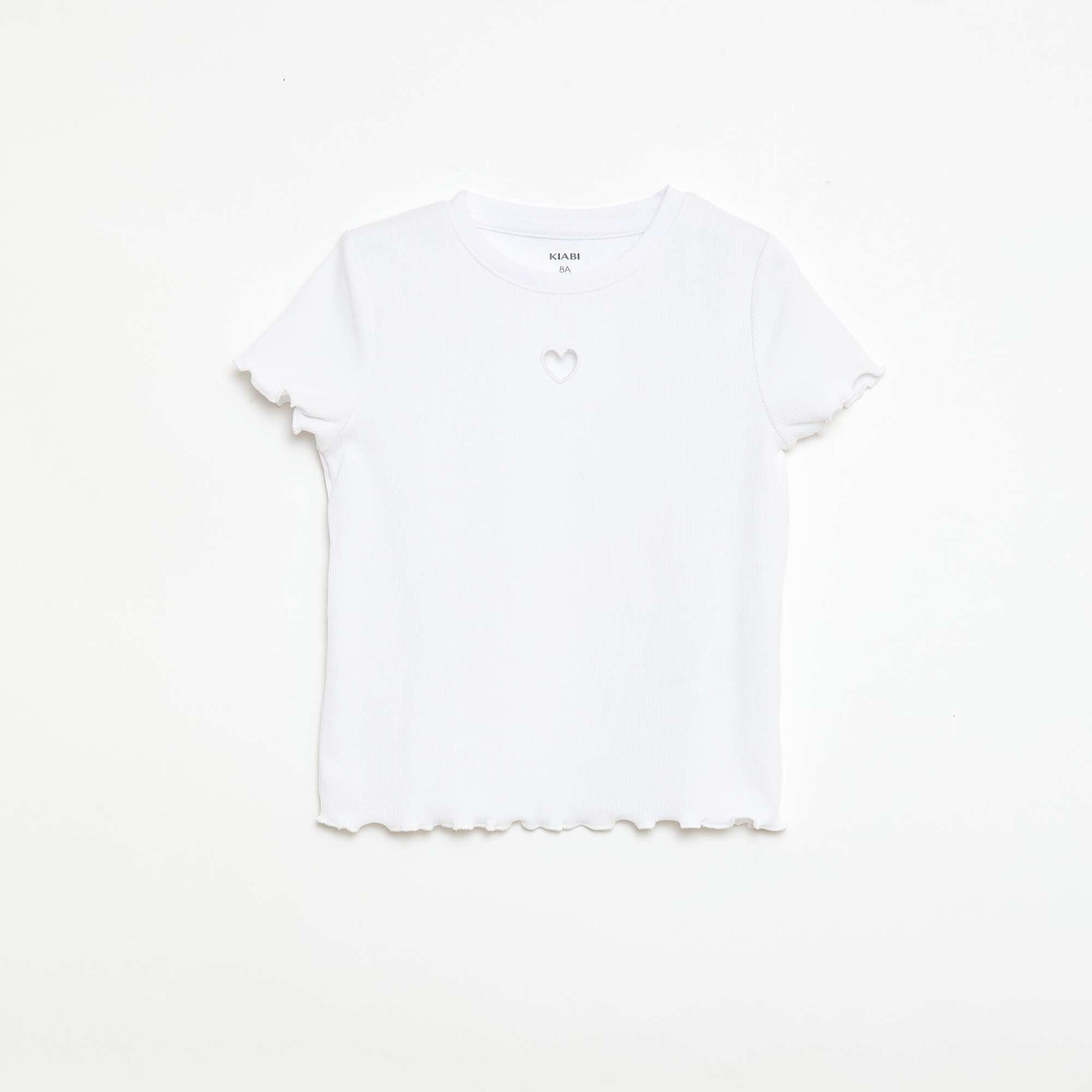 Camiseta de manga corta con forma calada BLANCO