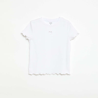 Camiseta de manga corta con forma calada BLANCO