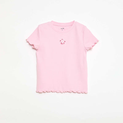 Camiseta de manga corta con forma calada ROSA