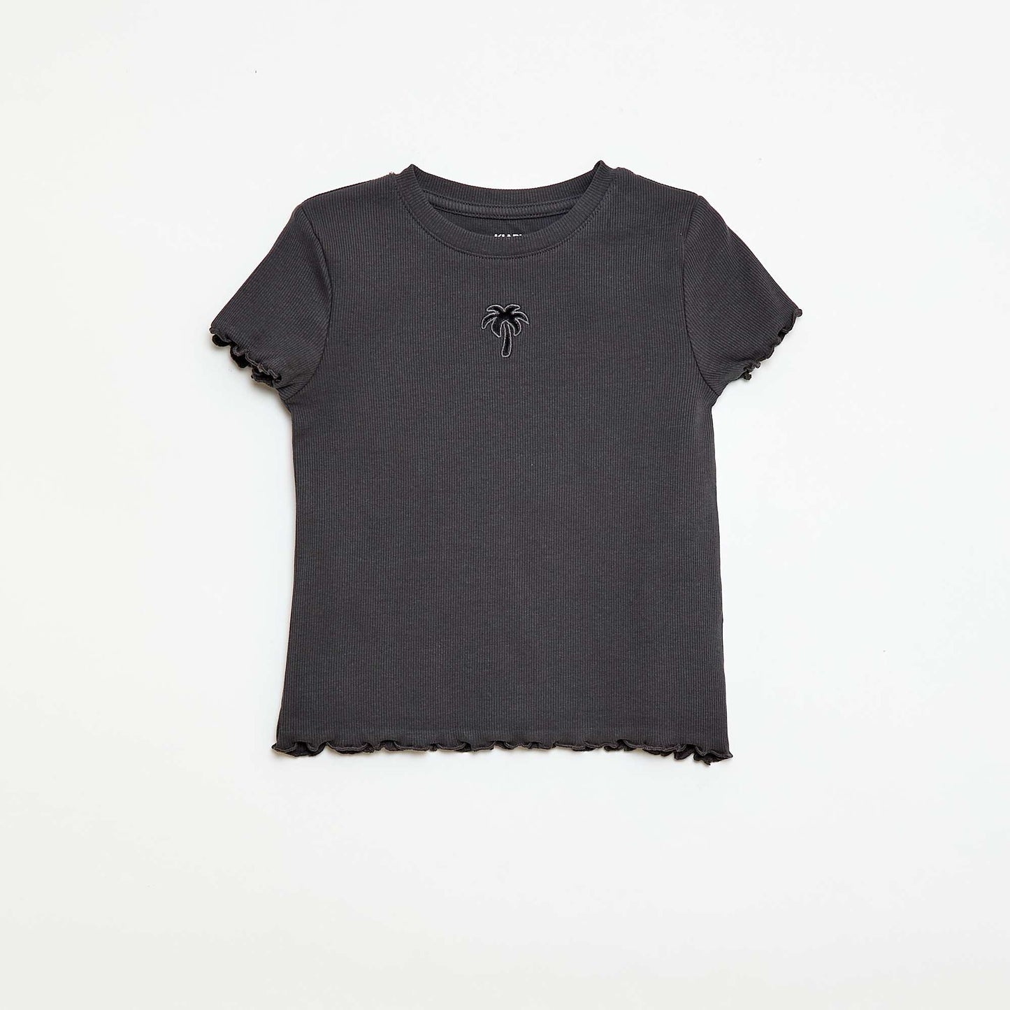 Camiseta de manga corta con forma calada NEGRO