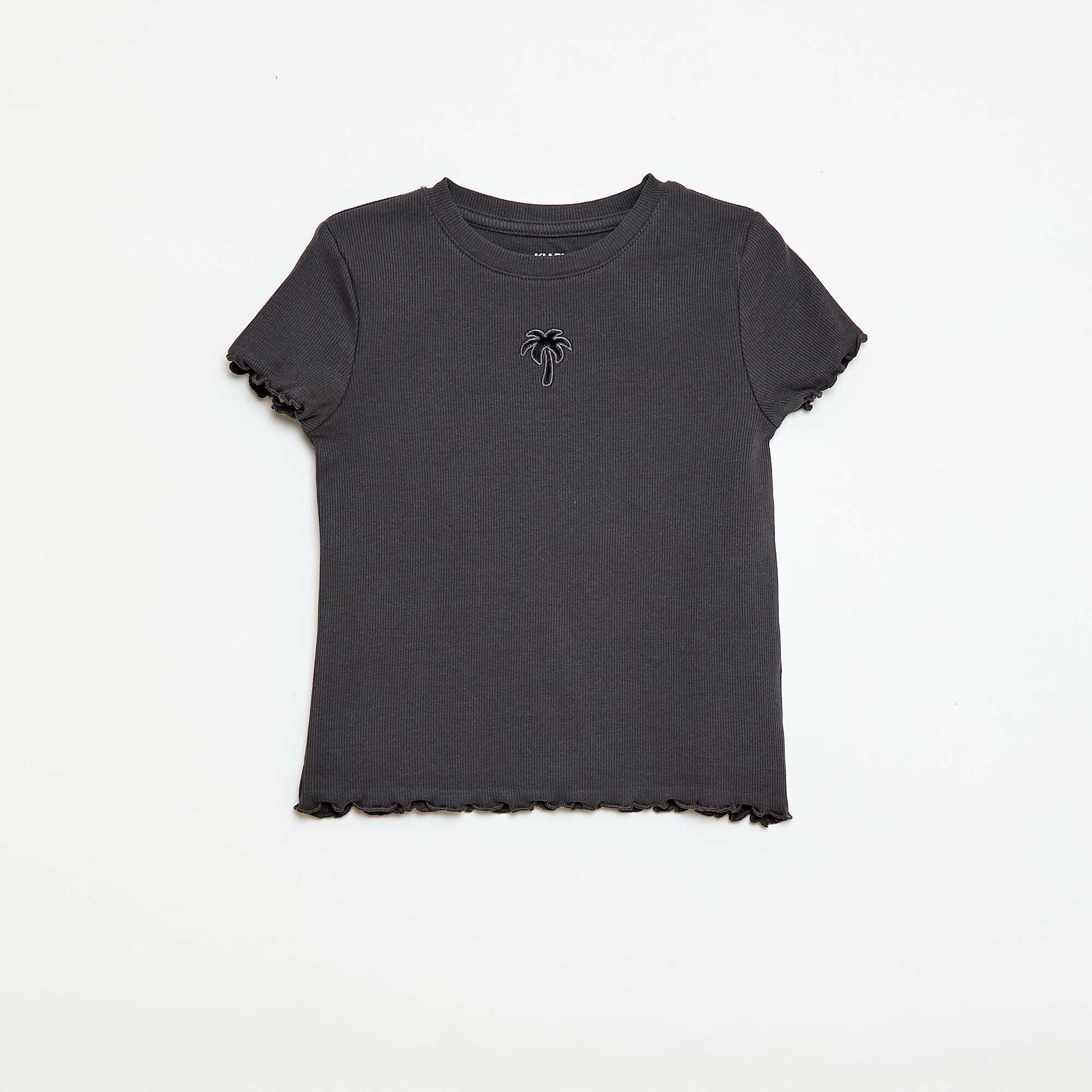 Camiseta de manga corta con forma calada NEGRO